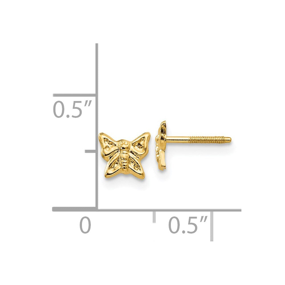 14k Yellow Gold Butterfly Screwback Stud Earrings