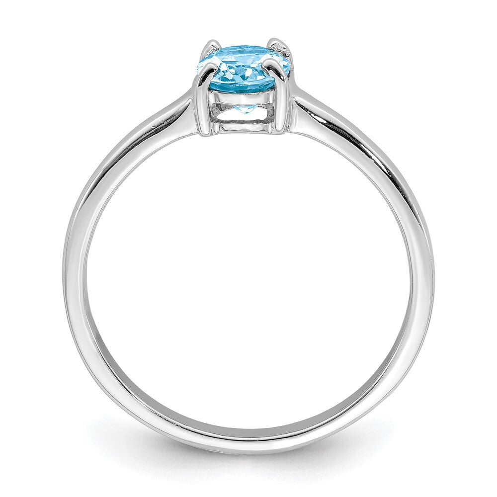 Sterling Silver Rhodium Light Swiss Blue Topaz Ring Size 6