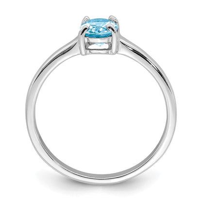 Sterling Silver Rhodium Light Swiss Blue Topaz Ring Size 6