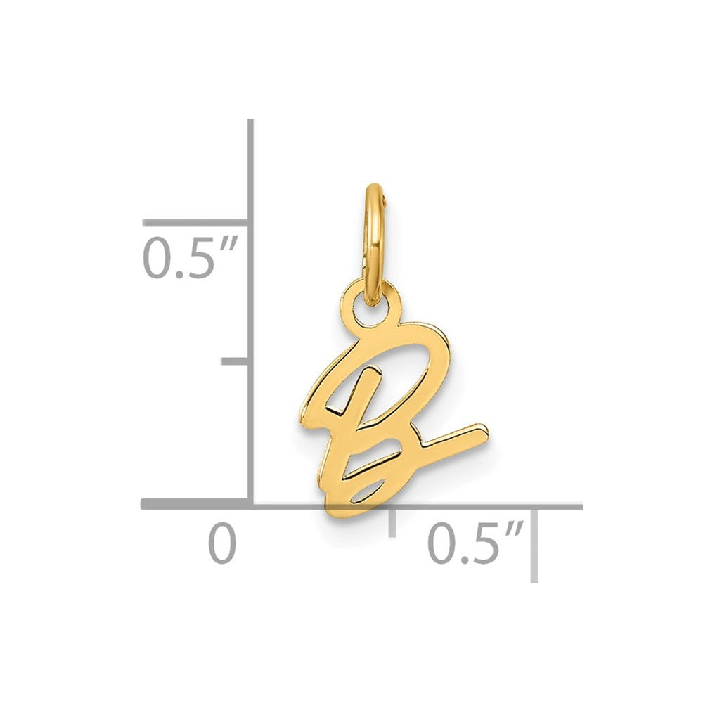 14k Yellow Gold Uppercase Letter B Initial Charm Pendant