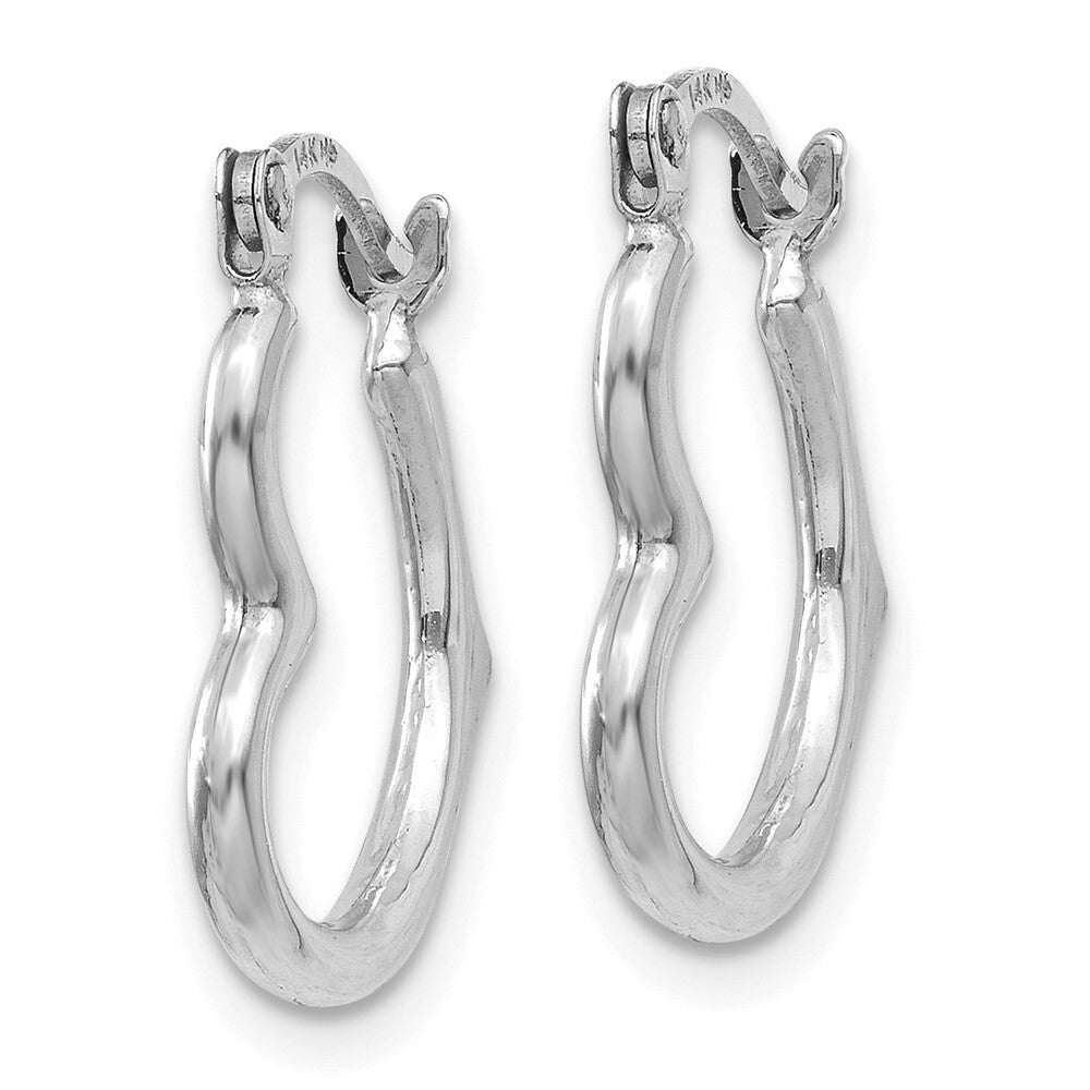 14K White Gold Heart Shaped Hollow Hoop Earrings Gift for Women