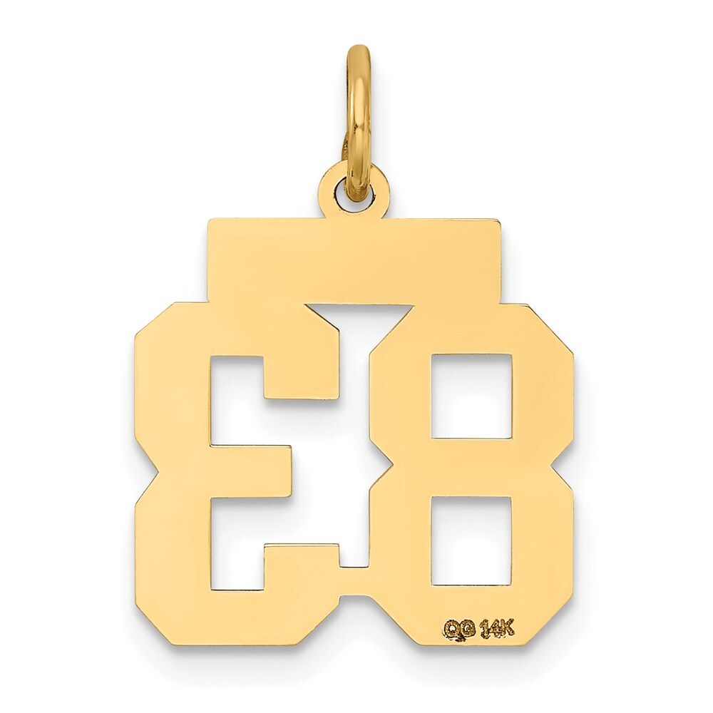14k Yellow Gold Small Satin Number 83 Charm Pendant for Women