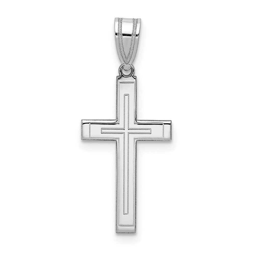 14k White Gold Cross Pendant for Women