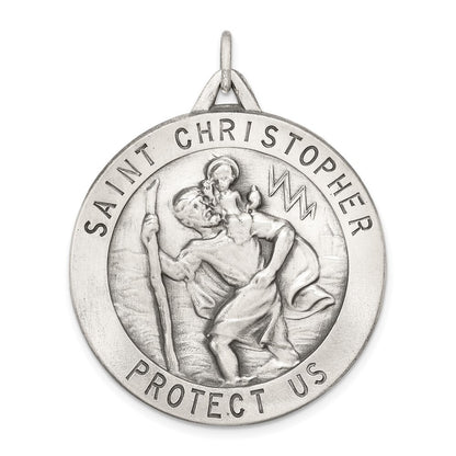 Sterling Silver Antiqued St. Christopher Medal Pendant