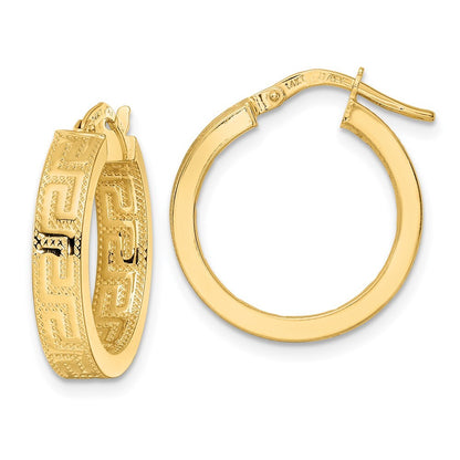 14k Yellow Gold Polished Hoop Earrings Gift for Women