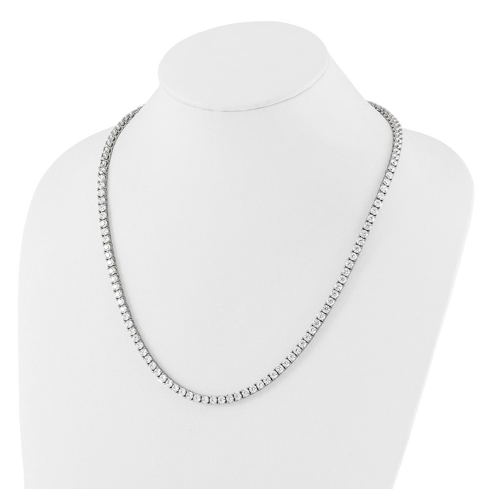 Sterling Silver Rhodium-plated 4mm CZ Tennis Necklace 22"