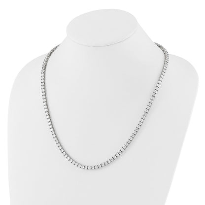 Sterling Silver Rhodium-plated 4mm CZ Tennis Necklace 22"
