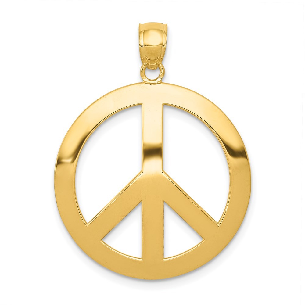 14k Yellow Gold Peace Sign Pendant