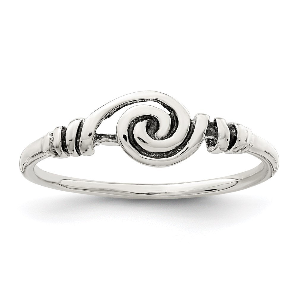 Sterling Silver Antiqued Swirl Ring Size 6