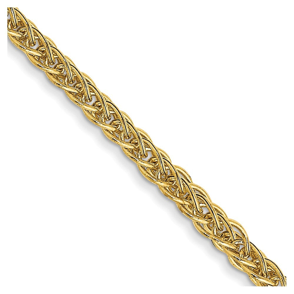 14k Yellow Gold 18 inch 2mm Semi-Solid 3-Wire Wheat Chain Necklace