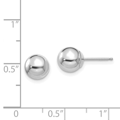 14k White Gold Polished 7mm Ball Stud Earrings Gift for Women