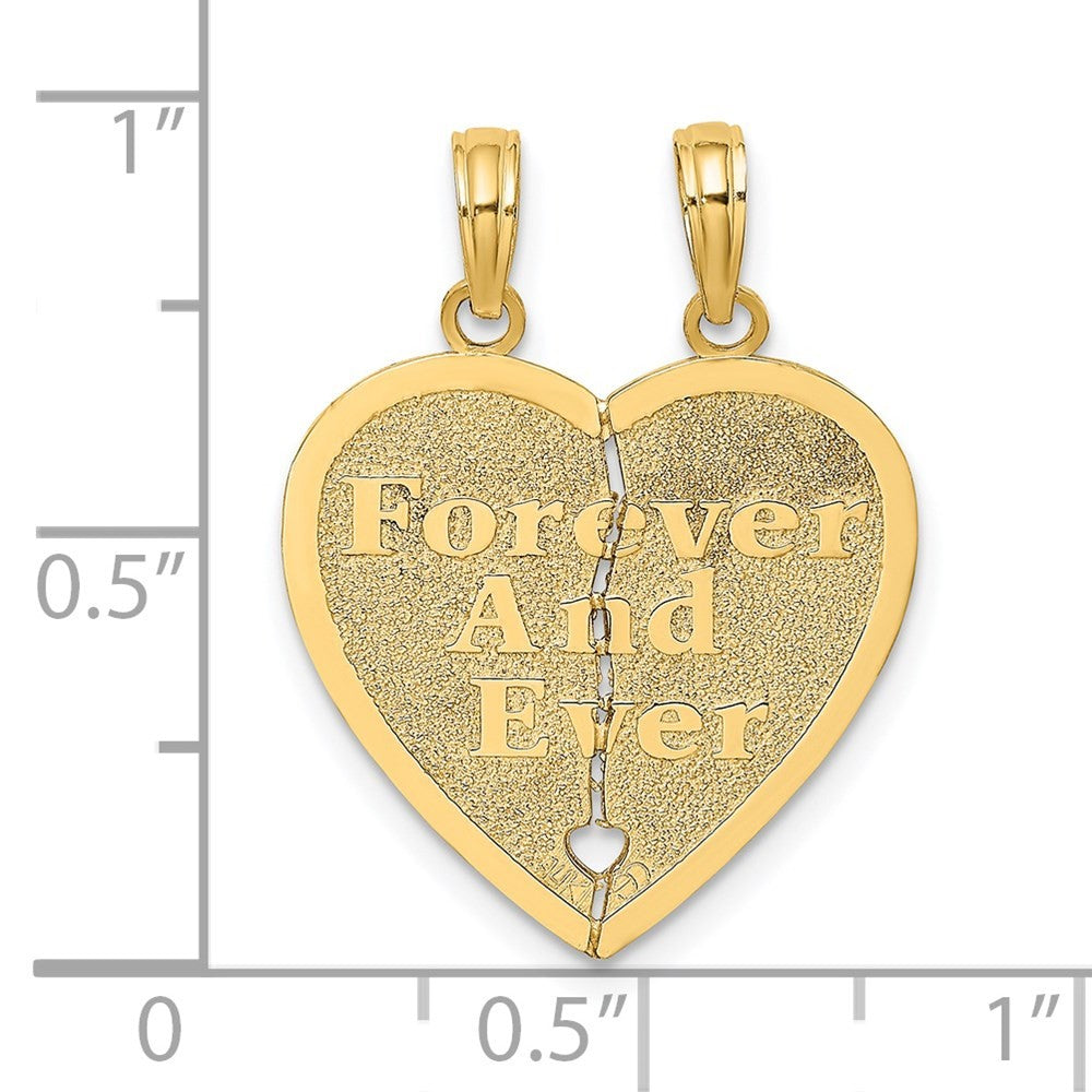 14k Gold Reversible FOREVER AND EVER FRIENDS 2-Piece Break-Apart Heart Charm