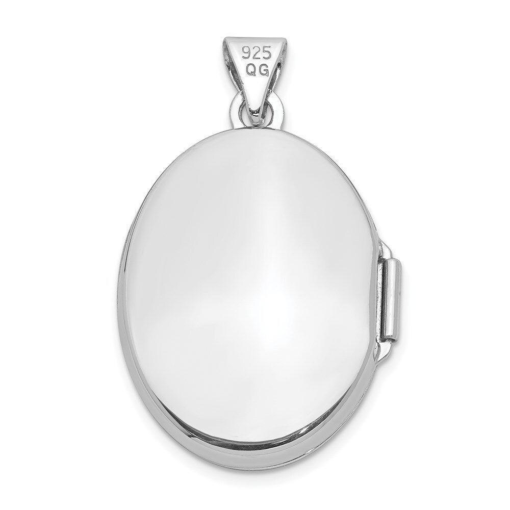 Sterling Silver RH-pltd Yellow Rhod 23mm St Christopher Oval Locket