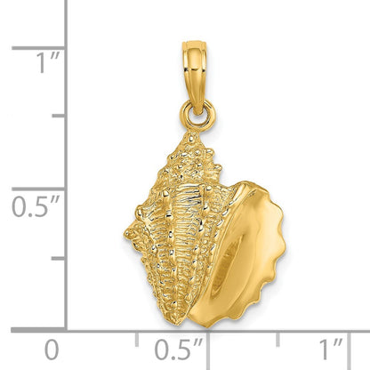 14k Yellow Gold Conch Shell Charm Pendant for Women