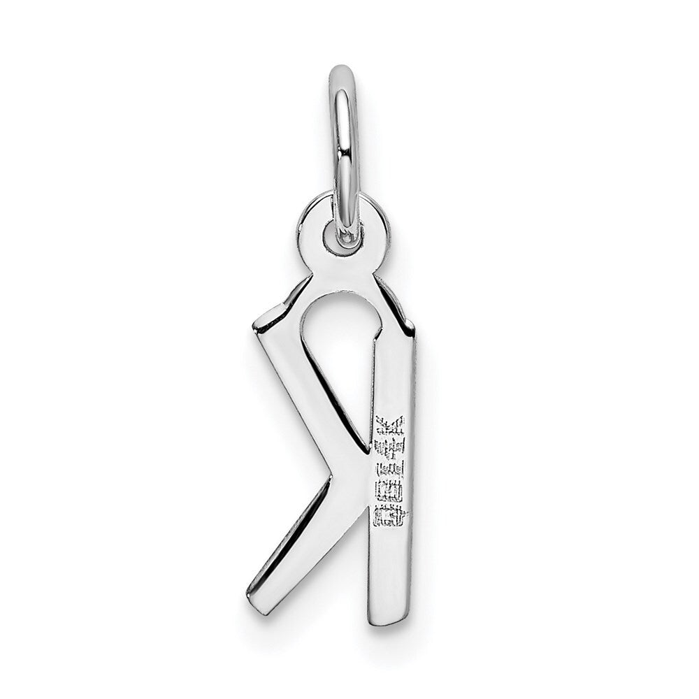 14k White Gold Small Slanted Block Letter K Initial Charm Pendant for Women