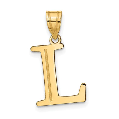 14k Yellow Gold Polished Etched Letter L Initial Pendant for Women