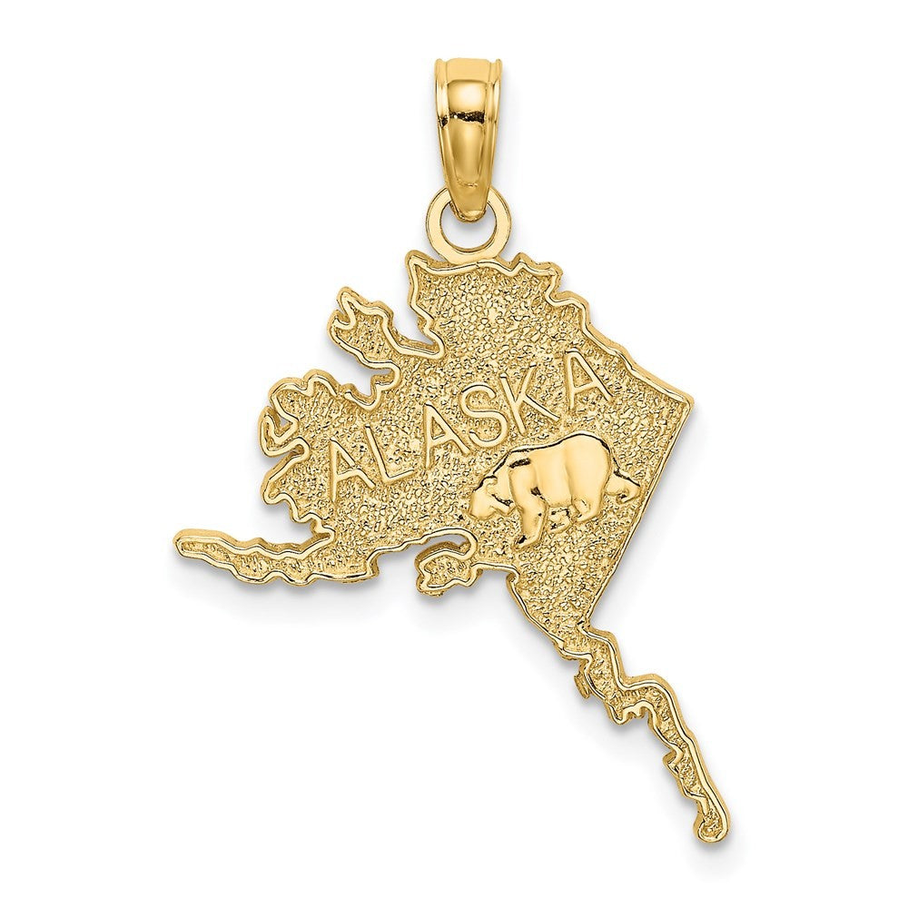 14k Yellow Gold Polished/Textured ALASKA Map Charm