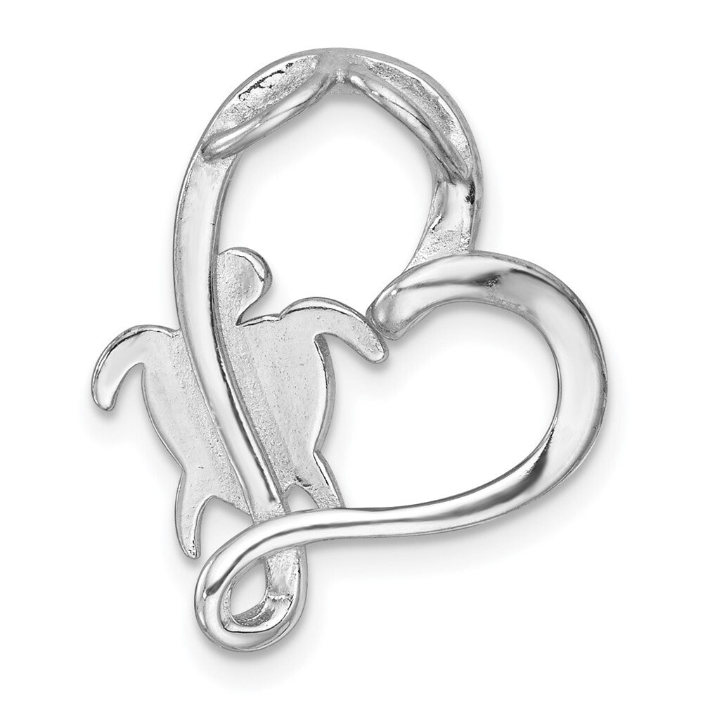 Sterling Silver RH-plated Blue Cr. Opal Turtle / Heart Chain Slide Pendant