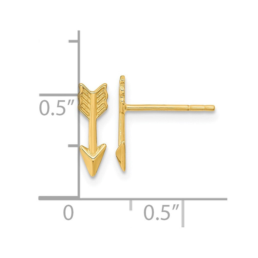 14k Yellow Gold Gold Polished Arrow Stud Earrings Gift for Women