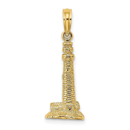 14k Yellow Gold 3D Cape May, NJ Lighthouse Charm Pendant