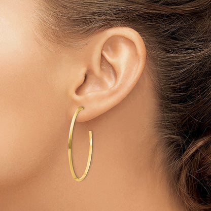 14k Yellow Gold Polished Knife Edge Oval 2mm Dangle Earrings