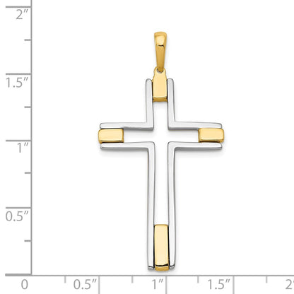 14k Two-tone Gold Fancy Cross Pendant for Women