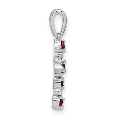 14k White Gold Garnet and Diamond Cross Pendant for Women