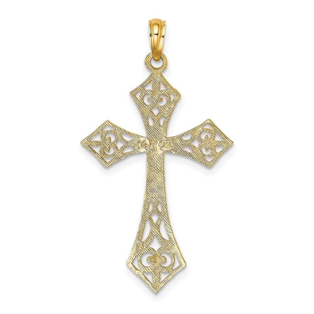 14k Yellow Gold Filigree Cross Charm