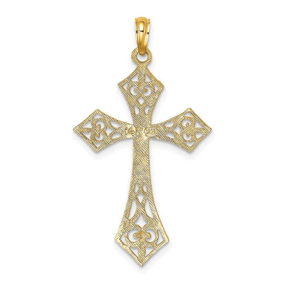 14k Yellow Gold Filigree Cross Charm
