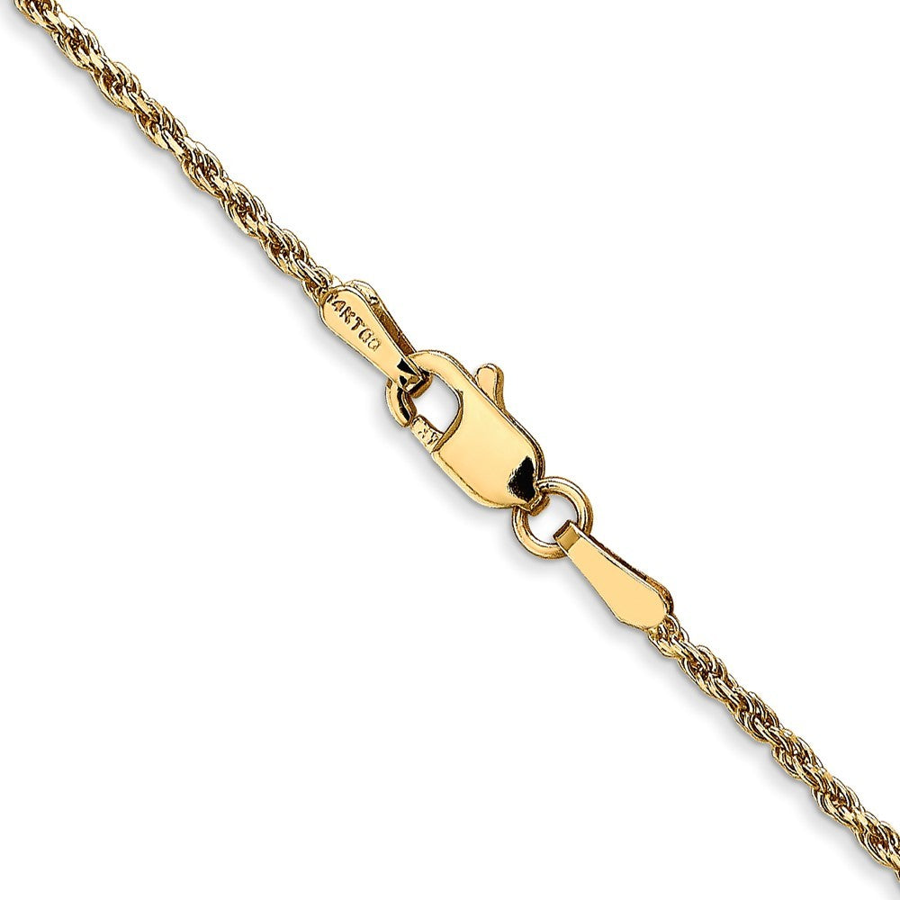 14k Yellow Gold 1.3mm Diamond-cut Solid Machine Made Rope Chain Necklace 16"