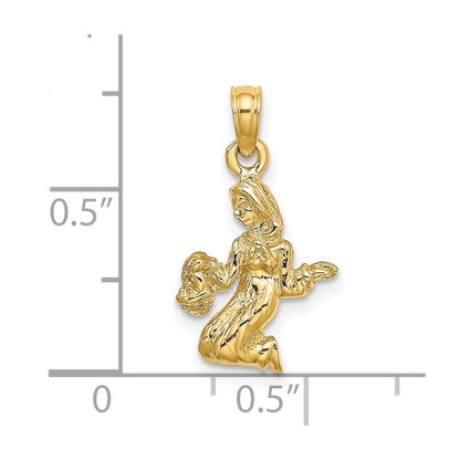 14k Yellow Gold 3-D Virgo Zodiac Charm