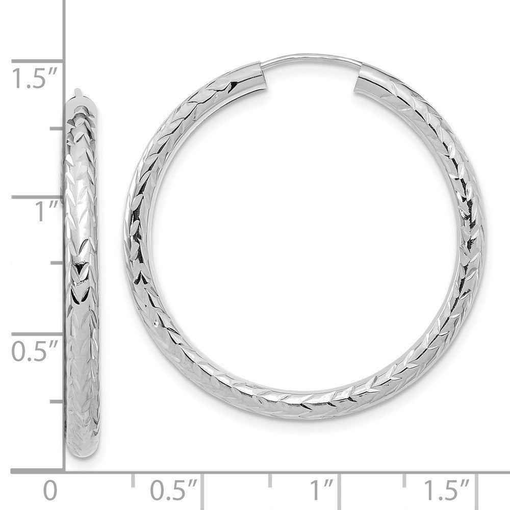 14k White Gold Polished & Diamond-Cut Endless Hoop Earrings