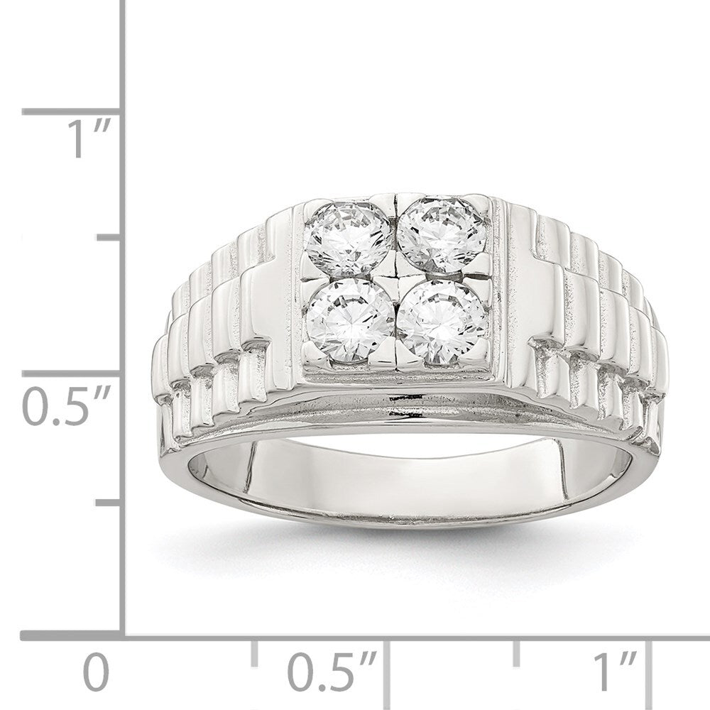 Sterling Silver Rhodium-plated Cubic Zirconia Fashion Ring Size 9