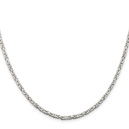 Sterling Silver 2.5mm Byzantine Chain Necklace