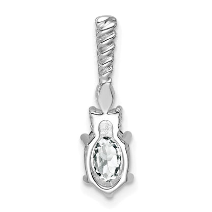 14K White Gold Polished Diamond and White Topaz Twisted Chain Slide