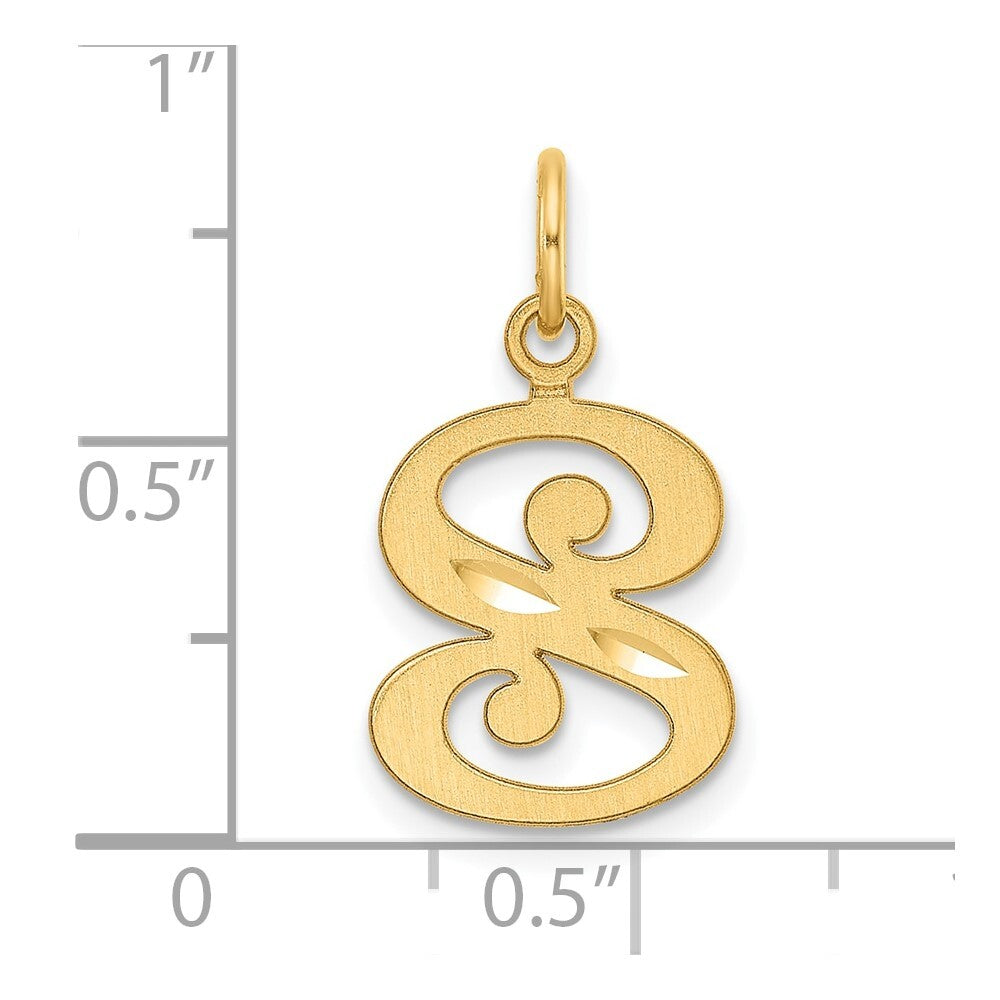 14k Yellow Gold Diamond-cut Letter S Initial Charm Pendant for Women