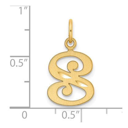 14k Yellow Gold Diamond-cut Letter S Initial Charm Pendant for Women