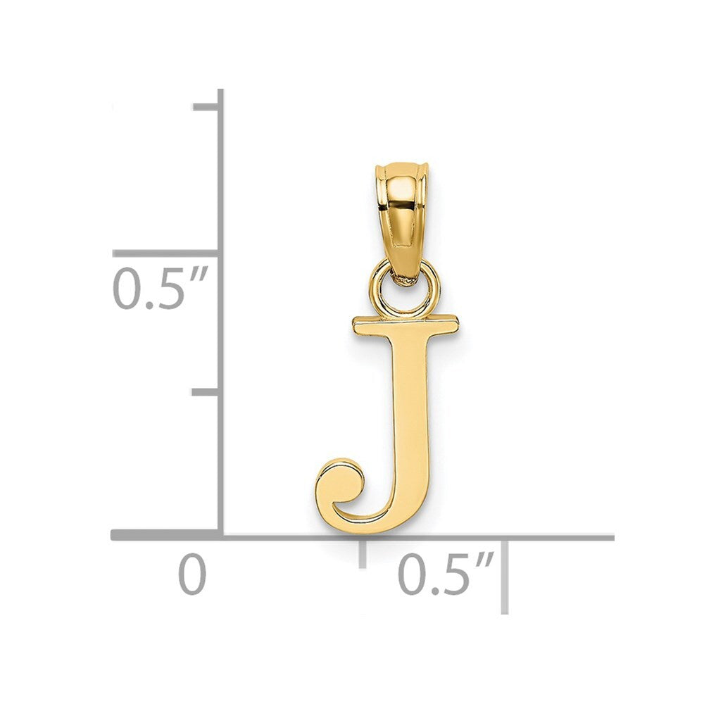 14k Yellow Gold Polished Block Letter J Initial Pendant for Women