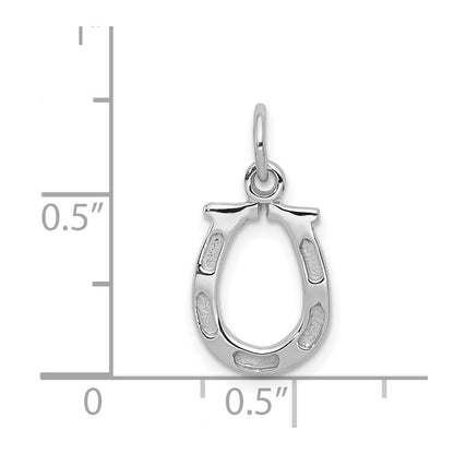 14k White Gold Solid Polished Horseshoe Charm Pendant for Women