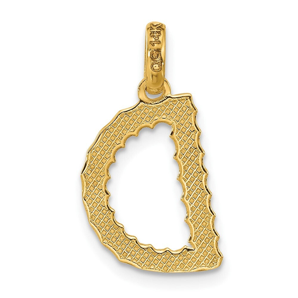 14k Yellow Gold Fancy Twist Letter D Pendant for Women