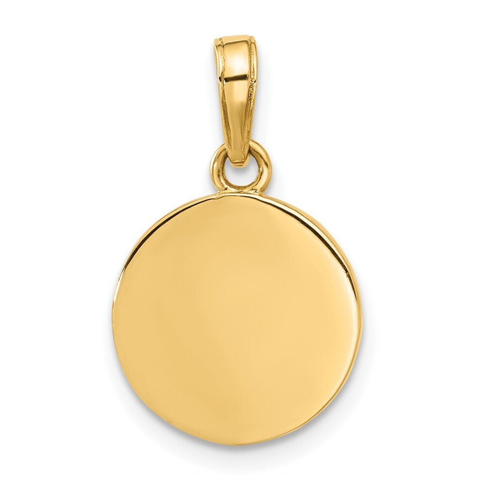 14k Yellow Gold Polished with Pink Enamel Clear Epoxy Resin It's A Girl Pendant