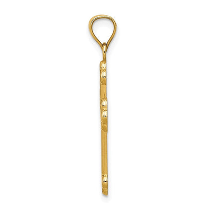 14k Yellow Gold Satin and Polished Budded Cross Pendant