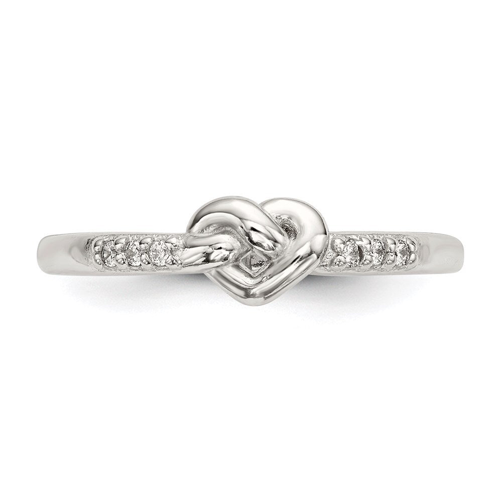 Sterling Silver Cubic Zirconia Heart Ring Size 8