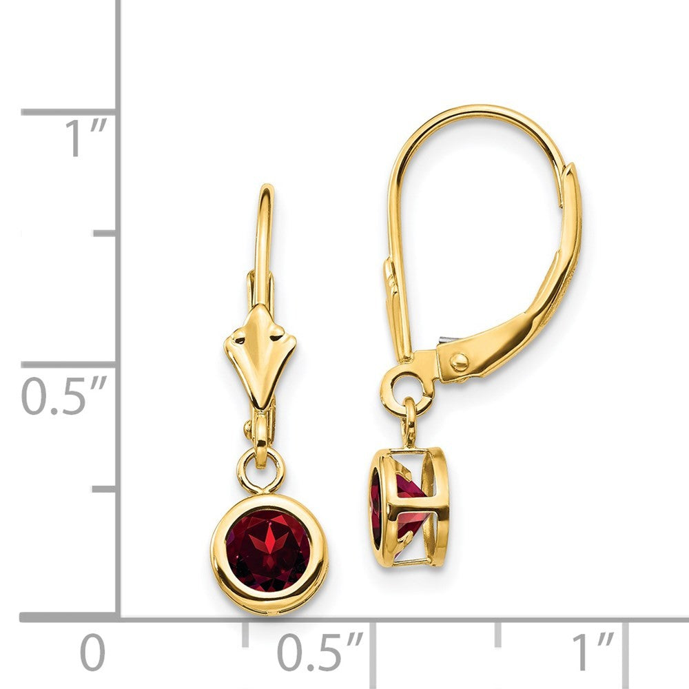 14k Yellow Gold 5mm Garnet Drop Dangle Earring