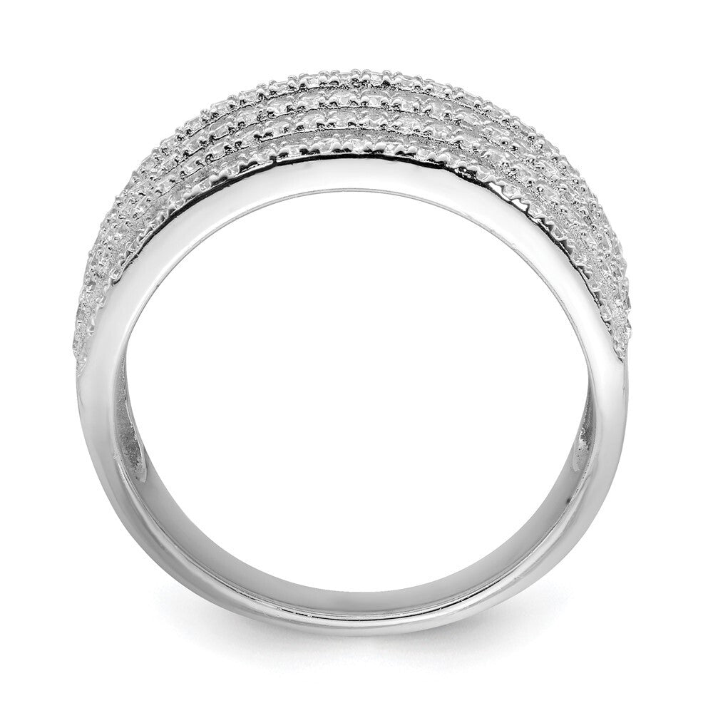 Sterling Silver Rhodium-plated Cubic Zirconia Wide Band Ring Size 6