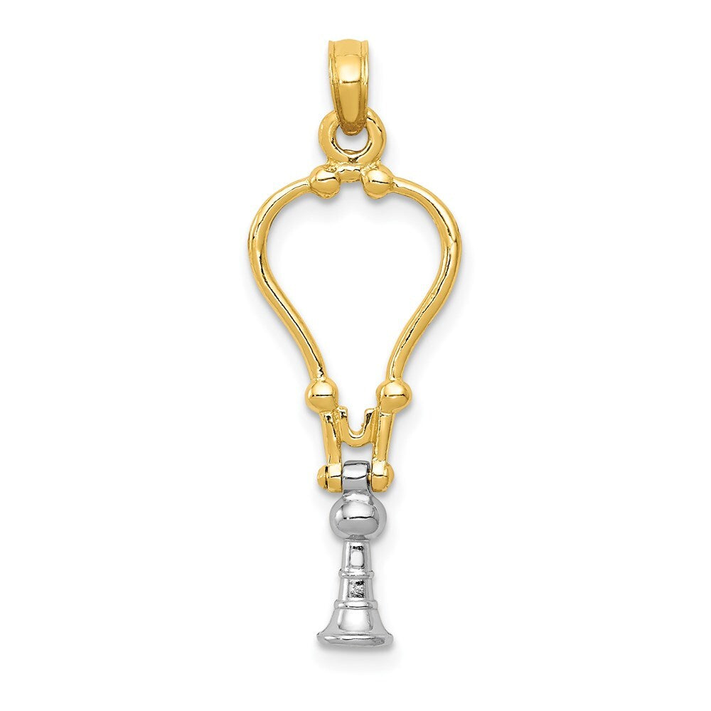 14k Two-tone Gold 3-D Stethoscope Pendant for Women