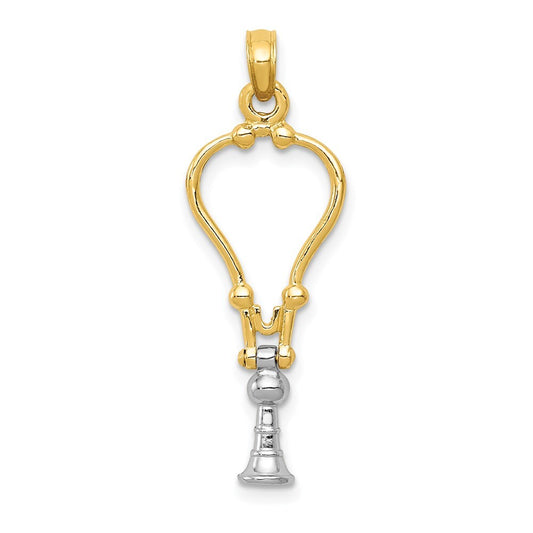 14k Two-tone Gold 3-D Stethoscope Pendant for Women