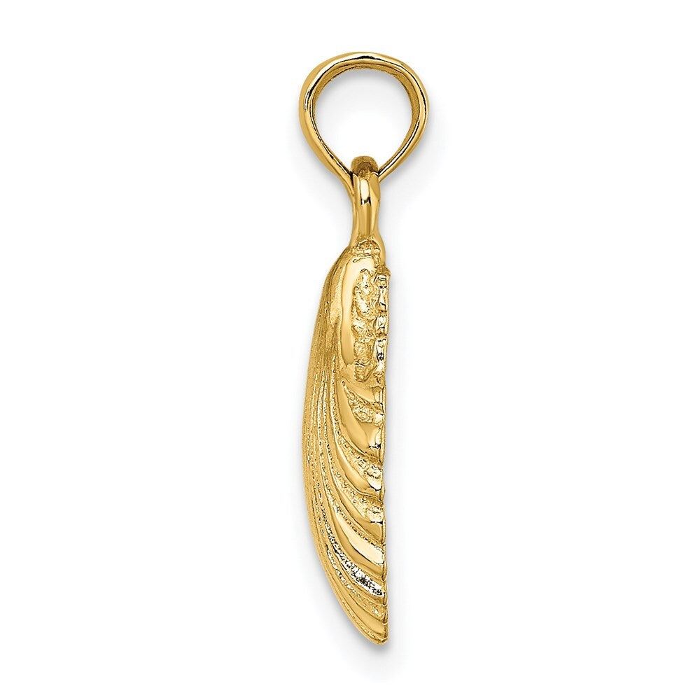 14k Yellow Gold Polished Scallop Shell Charm Pendant for Women