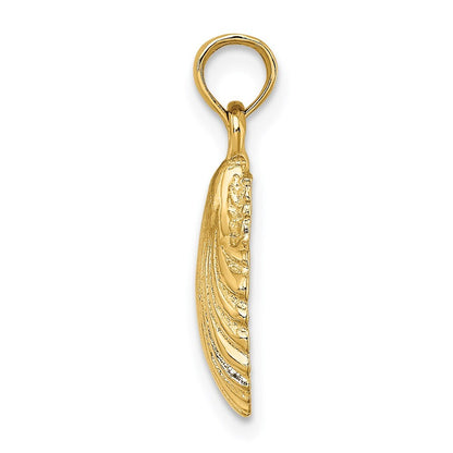 14k Yellow Gold Polished Scallop Shell Charm Pendant for Women