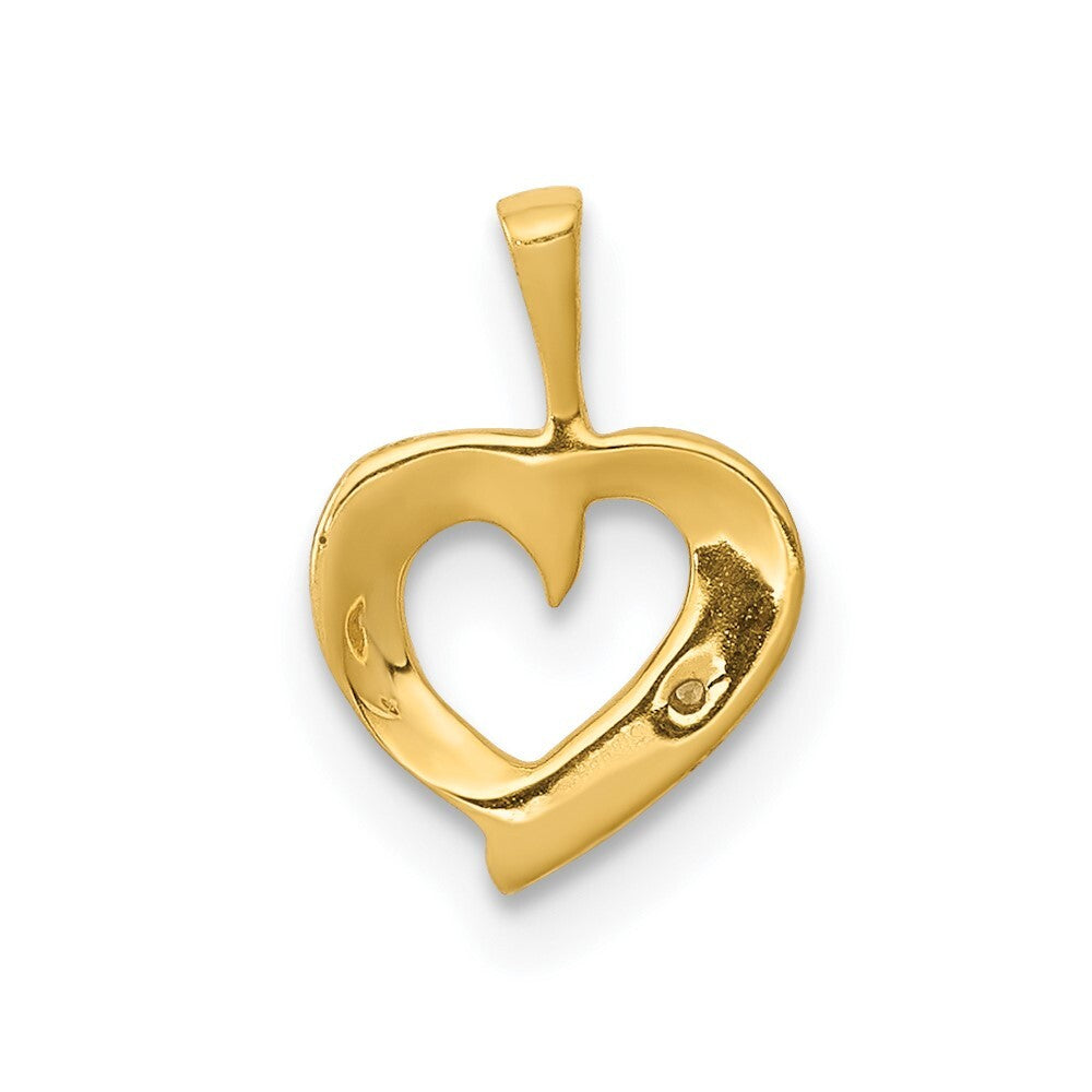 14k Yellow Gold .01ct. Diamond Heart Pendant for Women